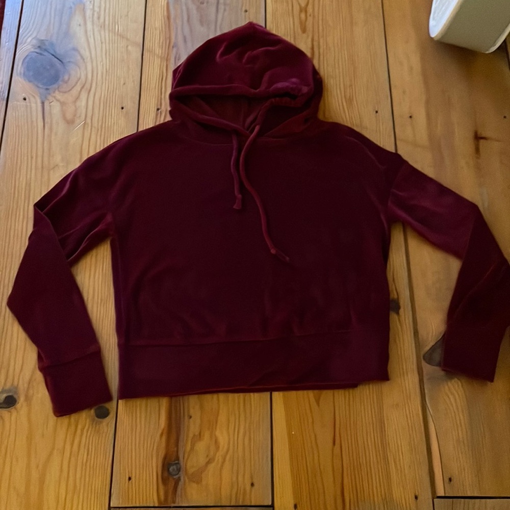 XS Cropped Red Velvet Hoodie